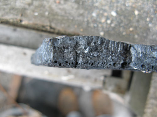 Cross section of the cooled tap slag