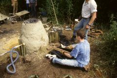 Time Team dig 1998; using hand bellows: photo J. Hodgkinson