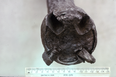 The head of the boring bar with two of its steel cutting bits removed: photo F. Tebbutt