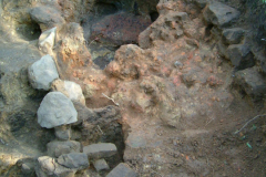 Little Furnace Wood, Apr 2004, Furnace 1 with the collapsed brickwork during excavation: photo J. Hodgkinson