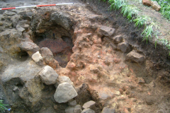 Little Furnace Wood, Apr 2004, Furnace 1 with the collapsed brickwork: photo J. Hodgkinson