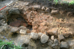 Little Furnace Wood, Apr 2004, Furnace 1 with the collapsed brickwork: photo J. Hodgkinson