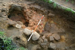 Little Furnace Wood, Apr 2004, Furnace 1 partially excavated: photo J. Hodgkinson