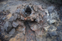 Little Furnace Wood, Archaeomagnetic dating markers on Furnace 2, Dec 2007: photo J. Hodgkinson