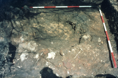 Millbrook Saxon bloomery site, 1980, furnace prior to excavation: photo F. Tebbutt