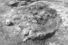 Millbrook Saxon bloomery site, 1980, furnace with re-heating hearth beyond: photo F. Tebbutt