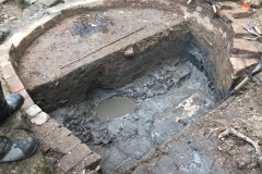 Partial excavation of casting pit, showing brick lining, 2019: photo J. Hodgkinson