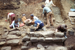 Excavating the surviving furnace structure: photo D. Meades