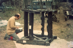 David Crossley recording the details of the casting table: photo D. Meades