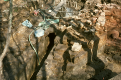 General view of the base of the blowing arch (right) and the wheel pit: photo W. Beswick