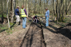 Thorp's Wood, excavating a charcoal platform: photo J. Hodgkinson