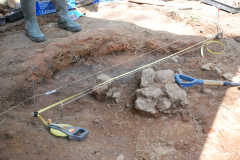 Thorp's Wood, ?smelting hearth during excavation: photo J. Hodgkinson