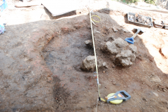 Thorp's Wood, ?smelting hearth during excavation: photo J. Hodgkinson