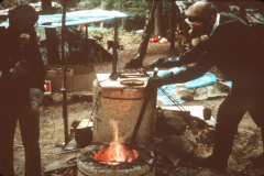 Professor Lechtman and Roger Adams smelting copper: photo anon