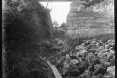 Warren Furnace, Worth, breach at western end of pond bay during restoration c.1919: photo L. Robinson